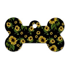 Sunflowers Pattern Dog Tag Bone (one Side) by Valentinaart