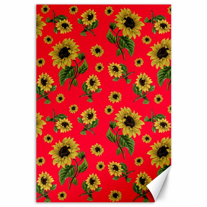 Sunflowers pattern Canvas 12  x 18  