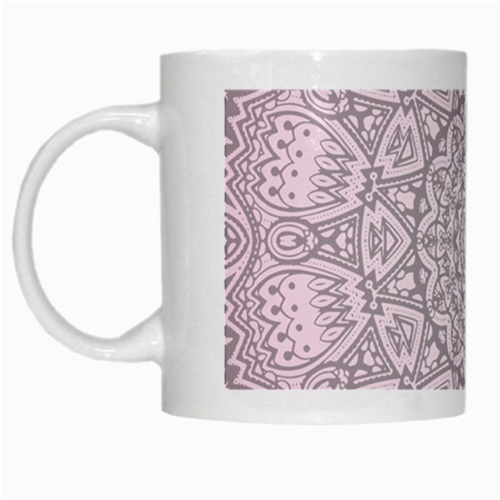 Pink Mandala art  White Mugs