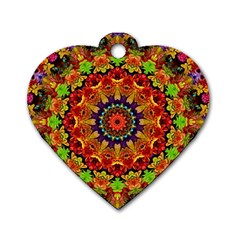 Fractal Mandala Abstract Pattern Dog Tag Heart (one Side) by paulaoliveiradesign