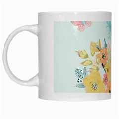 Watercolor Floral Blue Cute Butterfly Illustration White Mugs by paulaoliveiradesign