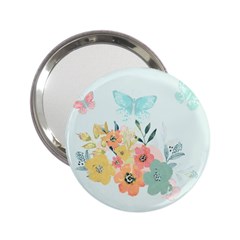 Watercolor Floral Blue Cute Butterfly Illustration 2 25  Handbag Mirrors by paulaoliveiradesign