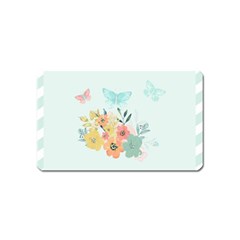 Watercolor Floral Blue Cute Butterfly Illustration Magnet (name Card) by paulaoliveiradesign