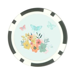 Watercolor Floral Blue Cute Butterfly Illustration Poker Chip Card Guard (10 Pack)