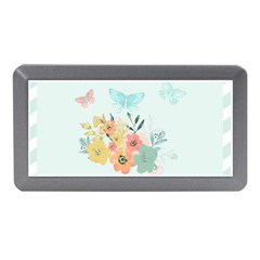 Watercolor Floral Blue Cute Butterfly Illustration Memory Card Reader (mini) by paulaoliveiradesign