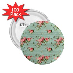 Vintage Blue Wallpaper Floral Pattern 2 25  Buttons (100 Pack)  by paulaoliveiradesign