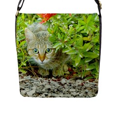 Hidden Domestic Cat With Alert Expression Flap Messenger Bag (l)  by dflcprints