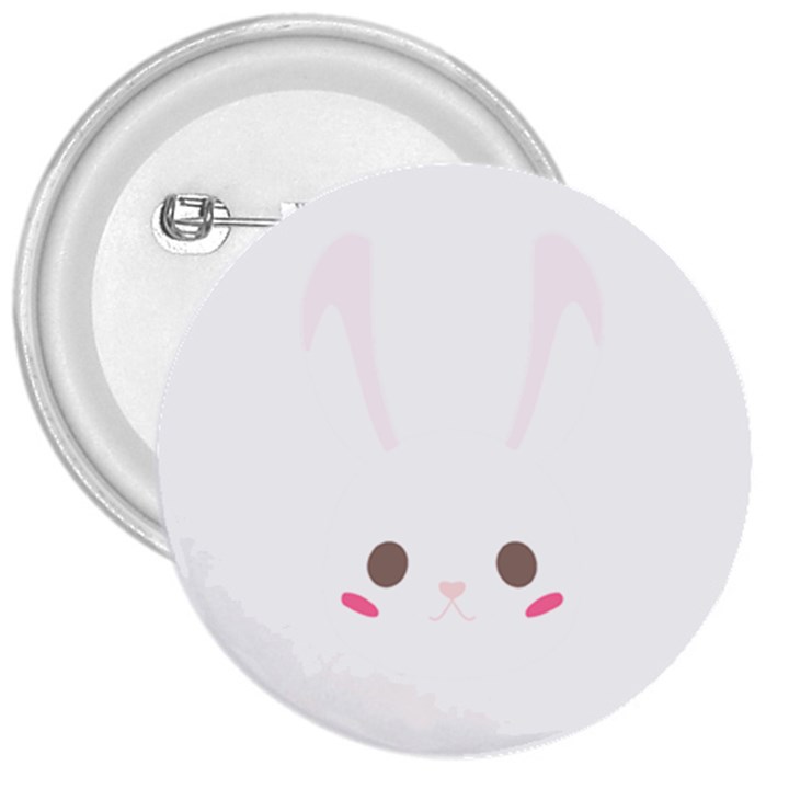 Rabbit Cute Animal White 3  Buttons