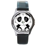 Bear Panda Bear Panda Animals Round Metal Watch Front