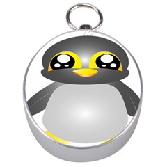 Cute Penguin Animal Silver Compasses by Nexatart