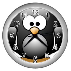 Penguin Birds Aquatic Flightless Wall Clocks (Silver) 