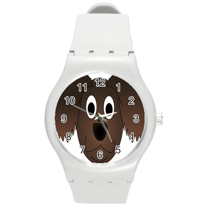 Dog Pup Animal Canine Brown Pet Round Plastic Sport Watch (M)