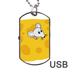 Rat Mouse Cheese Animal Mammal Dog Tag Usb Flash (one Side) by Nexatart