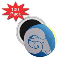 Ram Zodiac Sign Zodiac Moon Star 1 75  Magnets (100 Pack)  by Nexatart