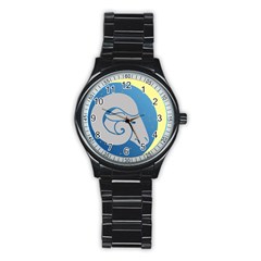 Ram Zodiac Sign Zodiac Moon Star Stainless Steel Round Watch