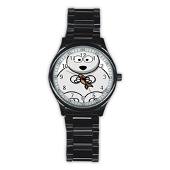 Bear Polar Bear Arctic Fish Mammal Stainless Steel Round Watch by Nexatart