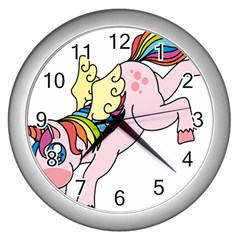 Unicorn Arociris Raimbow Magic Wall Clocks (silver)  by Nexatart