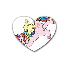 Unicorn Arociris Raimbow Magic Heart Coaster (4 Pack)  by Nexatart