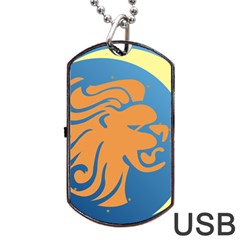 Lion Zodiac Sign Zodiac Moon Star Dog Tag Usb Flash (two Sides) by Nexatart