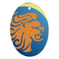 Lion Zodiac Sign Zodiac Moon Star Ornament (oval) by Nexatart