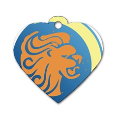 Lion Zodiac Sign Zodiac Moon Star Dog Tag Heart (two Sides) by Nexatart