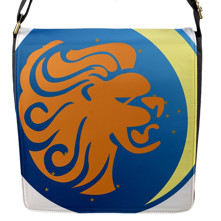 Lion Zodiac Sign Zodiac Moon Star Flap Messenger Bag (S)