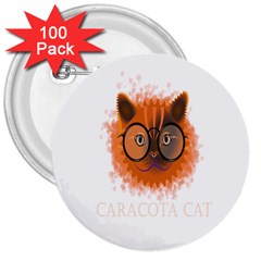 Cat Smart Design Pet Cute Animal 3  Buttons (100 Pack)  by Nexatart