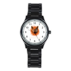 Cat Smart Design Pet Cute Animal Stainless Steel Round Watch by Nexatart