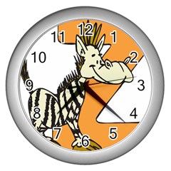 Zebra Animal Alphabet Z Wild Wall Clocks (silver)  by Nexatart