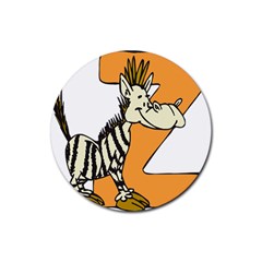 Zebra Animal Alphabet Z Wild Rubber Round Coaster (4 Pack)  by Nexatart