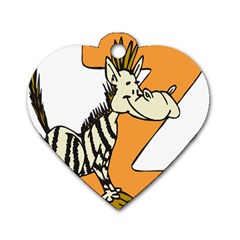 Zebra Animal Alphabet Z Wild Dog Tag Heart (one Side) by Nexatart