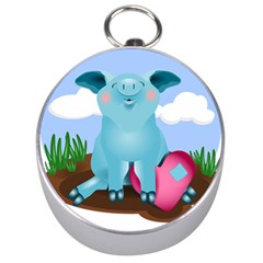 Pig Animal Love Silver Compasses by Nexatart