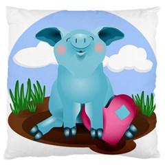 Pig Animal Love Large Flano Cushion Case (one Side) by Nexatart