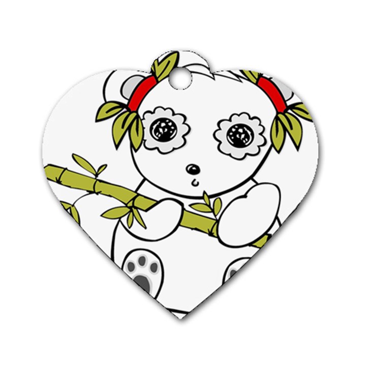 Panda China Chinese Furry Dog Tag Heart (One Side)