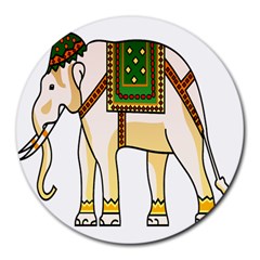 Elephant Indian Animal Design Round Mousepads by Nexatart