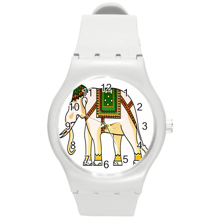 Elephant Indian Animal Design Round Plastic Sport Watch (M)