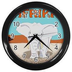 Africa Elephant Animals Animal Wall Clocks (black)