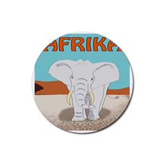 Africa Elephant Animals Animal Rubber Coaster (round)  by Nexatart