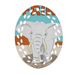 Africa Elephant Animals Animal Oval Filigree Ornament (Two Sides) Front