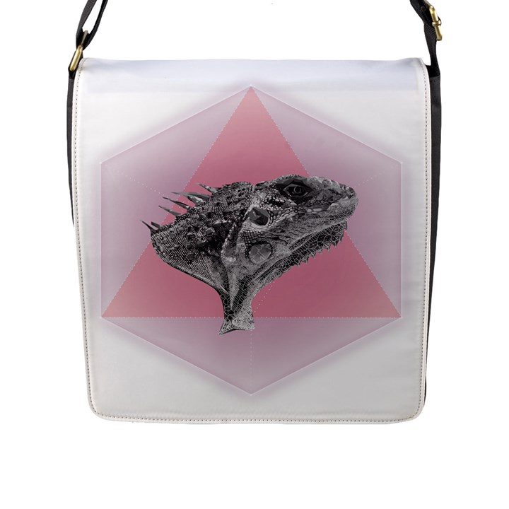 Lizard Hexagon Rosa Mandala Emblem Flap Messenger Bag (L) 