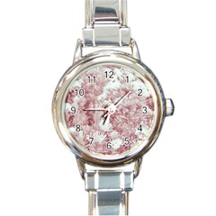 Pink Colored Flowers Round Italian Charm Watch by dflcprints
