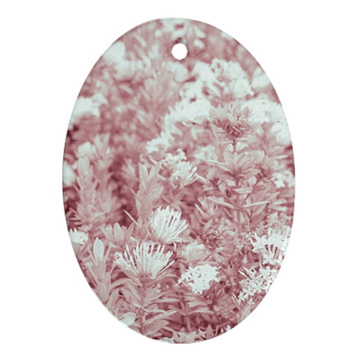 Pink Colored Flowers Ornament (Oval)
