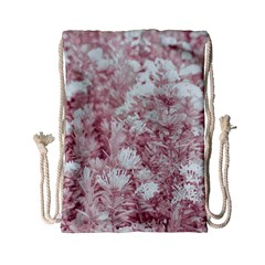 Pink Colored Flowers Drawstring Bag (small) by dflcprints