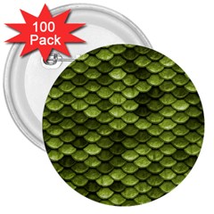 Green Mermaid Scales   3  Buttons (100 Pack)  by paulaoliveiradesign