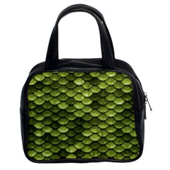 Green Mermaid Scales   Classic Handbags (2 Sides) by paulaoliveiradesign