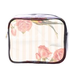 Vintage Roses Floral Illustration Bird Mini Toiletries Bags