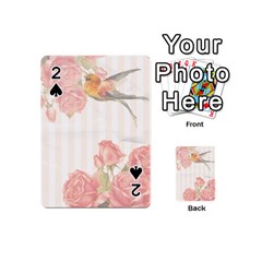 Vintage Roses Floral Illustration Bird Playing Cards 54 (mini)  by paulaoliveiradesign