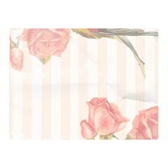 Vintage Roses Floral Illustration Bird Double Sided Flano Blanket (mini)  by paulaoliveiradesign
