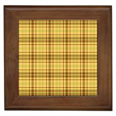 Plaid Yellow Fabric Texture Pattern Framed Tiles by paulaoliveiradesign