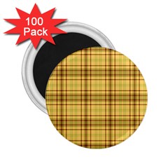 Plaid Yellow Fabric Texture Pattern 2 25  Magnets (100 Pack)  by paulaoliveiradesign